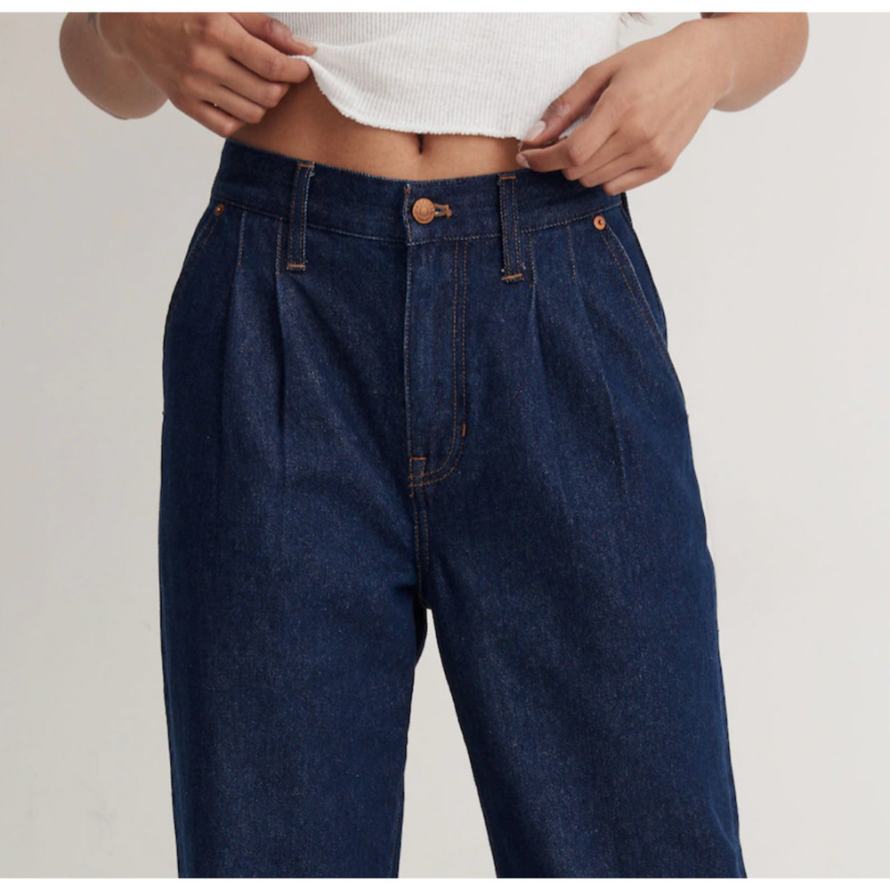 Madewell Baggy Straight Jeans in Woodham Wash: Pleated Edition Size 28 - Picture 5 of 14